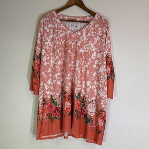 Woman Within Plus Size Watercolor Tunic Women Tops size  1X (22/24)